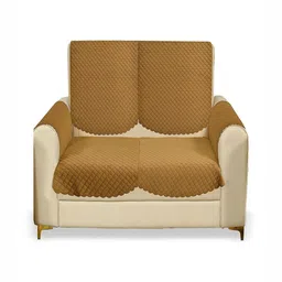 Fashion Throw Gold-Toned Solid Velvet 4 Piece Sofa Cover With Arms-image-61