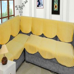 Fashion Throw Yellow Velvet Sofa Cover-image-25
