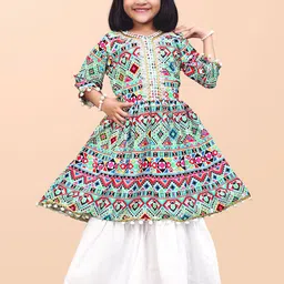 satyamfab Girls Printed Regular Gotta Patti Kurta with Palazzos-55