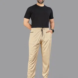 ISUEL FAB Men Cream Lyocell Running Track Pants-picture-40