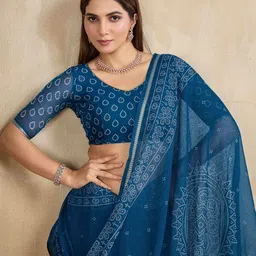 DIVASTRI Woven Design Bandhani Zari Pure Chiffon Saree-picture-2