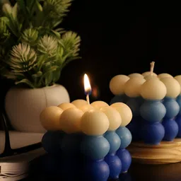 Shraddha Creation Set of 2 Blue Candles-30