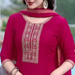 KALINI Anarkali Embroidered kurta with pant & Dupatta-picture-39
