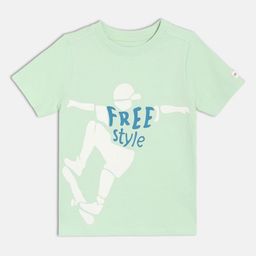 MINI KLUB Boys Typography Printed Pure Cotton Applique T-shirt-image-0