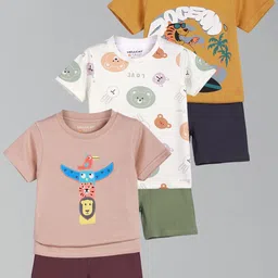 HELLCAT Boys Pack Of 3 Printed Round Neck T-Shirts With Shorts-image-70