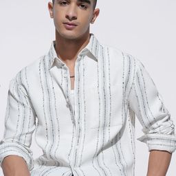 HIGHLANDER Men Comfort Opaque Striped Casual Shirt-picture-23