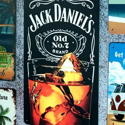 eazy wagon Brown & White Printed Metal Number Plates Wall Sign - Jackdaniels Glass-9