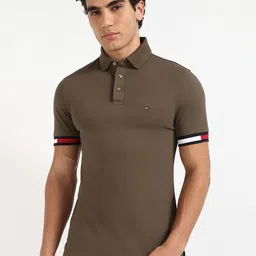 Tommy Hilfiger Men Solid Polo Collar Cotton T-shirt-image-55