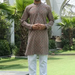 KRAFT INDIA Ethnic Motifs Embroidered Mandarin Collar Sequinned Kurta With Pyjamas-49