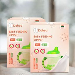 Kidbea Infants 2-Pcs Green & Transparent BPA Free Baby Sippers 200ml Each-11