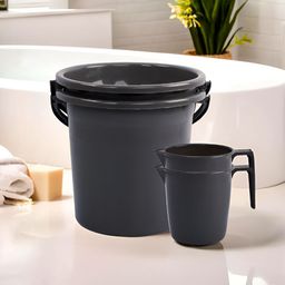 RUBOXA Grey 4 piece Solid Plastic Bath Accessories Set-image-30
