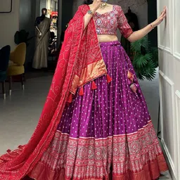 BAESD Printed Semi-Stitched Lehenga & Unstitched Blouse With Dupatta-image-28