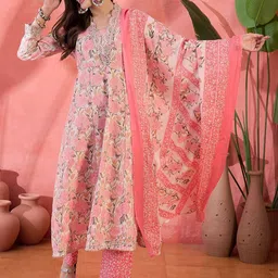 Sangria Embroidered Kurta & Trousers With Dupatta Kurta Set-picture-10