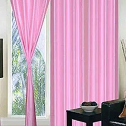 BELLA TRUE Pink 2 Pieces Semi Transparent Long Door Curtains-8