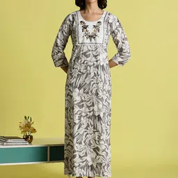 9shines Label Floral Printed Pure Cotton Maxi Nightdress-picture-29