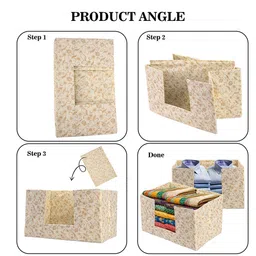 Kuber Industries Cream-Coloured & Brown 3 Pieces Printed Cloth Organisers image 5