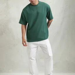 HIGHLANDER Men Self Design Round Neck Oversized Fit Tshirt-image-17