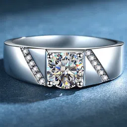 The Roadster LifestyleCo Silver-Plated American Diamond StuddedFingerRing-54