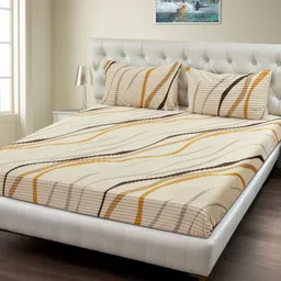 BREVARD Cream Geometric 210 TC Single Bedsheet Set 91 cm x 182 cm-image-28