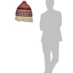 Fos Lighting Red & Yellow Printed Repurposed Fabric & Macrame Dome Pendant Ceiling Lamp image 5