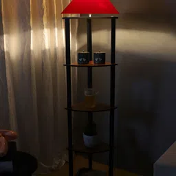 Devansh Red Wooden Shelf Floor Lamp-27