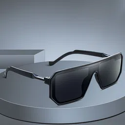 Jiebo Unisex Black Lens & Black Square Sunglasses with-picture-45