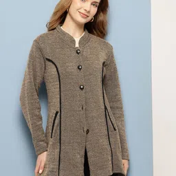 Aarika Horizontally Self-Striped Contrast Piping Woollen Longline Button-Down Cardigan-picture-45