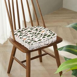 Kuber Industries Green & White 4 Pieces Printed Cotton Chair Pads-30
