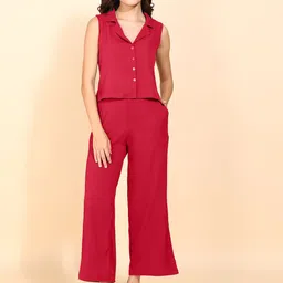 all about you Textured Shawl-Collar Shirt With Trouser Co-Ords-image-32