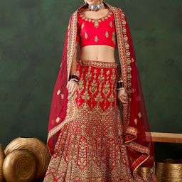 Maroosh Embroidered Semi-Stitched Lehenga & Unstitched Blouse With Dupatta-image-54