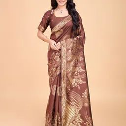 RICH & ROMAN Woven Design Zari Pure Silk Banarasi Saree-picture-56