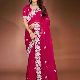 NANDKASHI Women Embellished Embroidered Pure Georgette Saree-35
