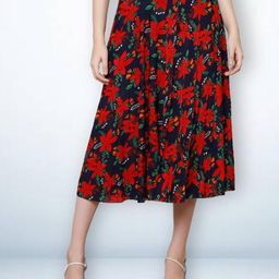 Jinfo Printed Flared Mid Skirt With Attached Shorts-image-50