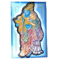 apka mart Yellow & Blue Radha Krishna Wall Hanging With LED Light-image-19