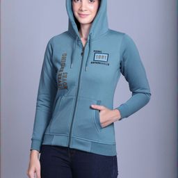 HERE&NOW Women Teal Printed Fleece Sweatshirts-picture-45