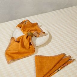 Fabindia Zahara Yellow & Red 6 Pieces Printed Cotton Table Napkins-picture-42