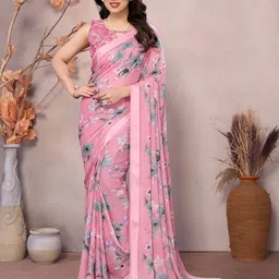 yourwish Floral Printed Satin Saree-image-31