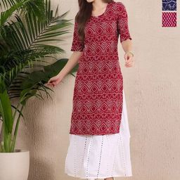 Anouk Rustic Selection Of 3 Bandhani Printed Straight Kurtas-image-50