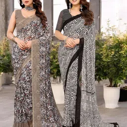 Moda Rapido Pack Of 2 Floral Printed Pure Georgette Saree-picture-25