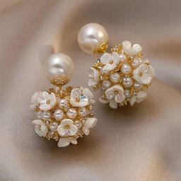 DressBerry Gold-Plated Artificial Beaded Contemporary Korean Drop Earrings-16