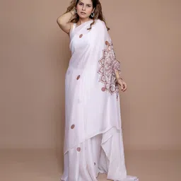 Anouk Floral Satin Designer Saree-image-54