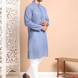 Anouk Men Floral Embroidered Regular Sequinned Pure Cotton Kurta with Pyjamas-56