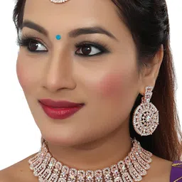 VATSALYA creation Rose Gold-Plated Artificial Stone Studded Jewellery Set-image-48