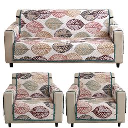 HOKIPO Multicolor Linden Leaf Print 5 Seater Sofa Mat with Pockets-image-69