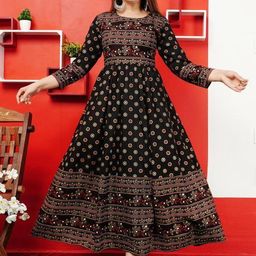 Stylish Rayon Printed Anarkli kurtis For women-image-6