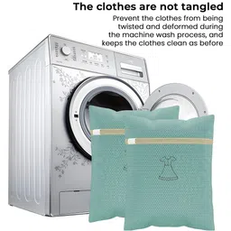 Kuber Industries 9-Pcs Green Reusable Rectangular Durable Laundry Bags With Zipper image 4