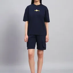 GRIFFEL Printed Oversized-Fit Pure Cotton T-Shirt & Shorts Co-Ord Set-picture-44