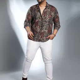 Instafab Plus Size Men Comfort Floral Printed Casual Shirt-image-54