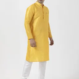 DEVOILER Men Regular Dupion Silk Kurta with Pyjamas image 3