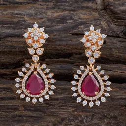 Kushal's Fashion Jewellery Cubic Zirconia Teardrop Shaped Drop Earrings-image-83